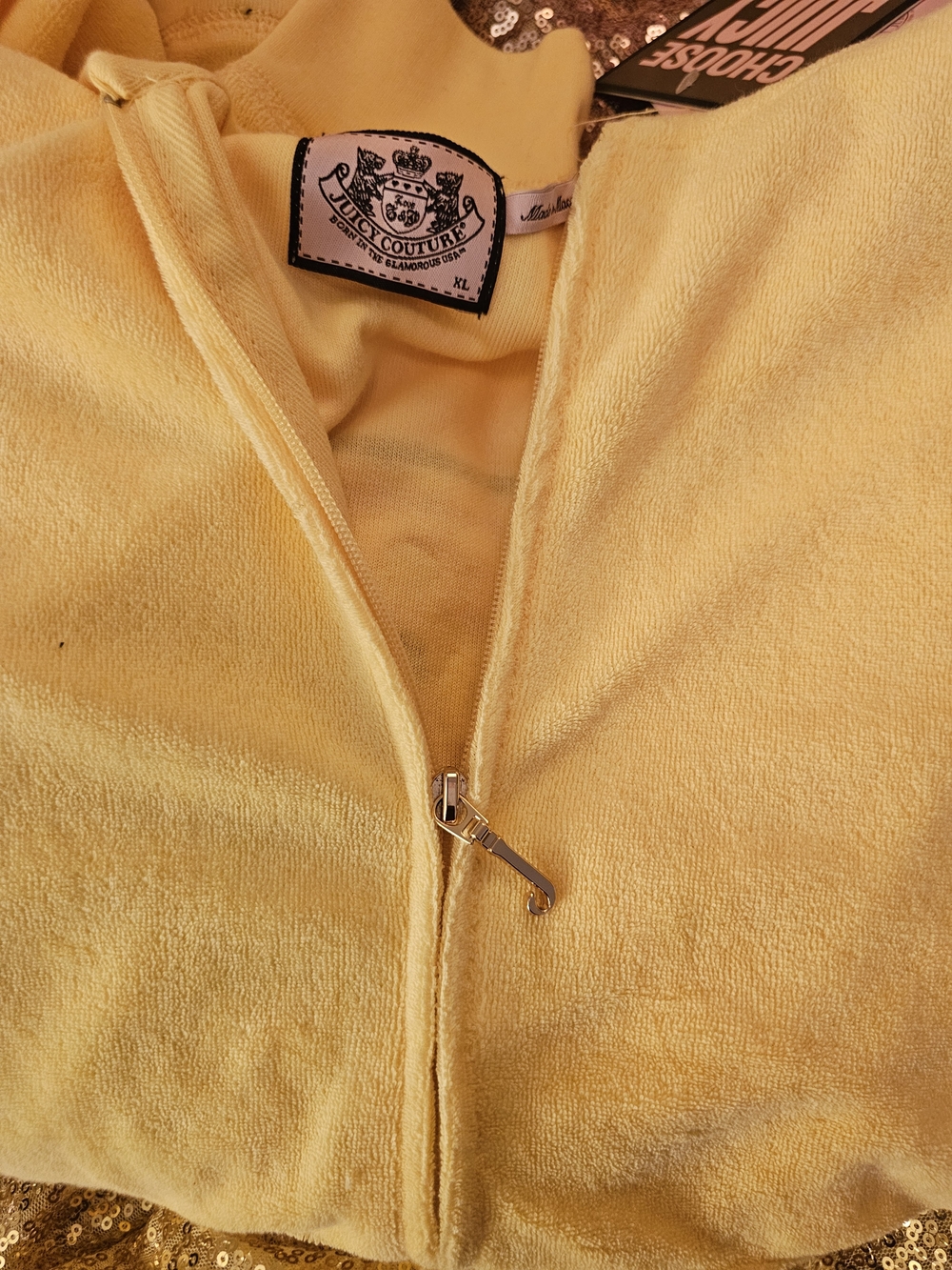 Juicy Couture Yellow Velour Zip-Up Hoodie